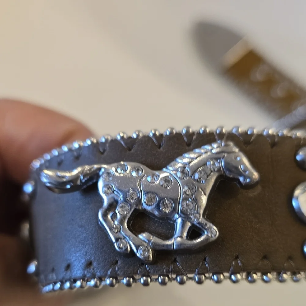 Nocona Brown Belt with Silver Horse Accents